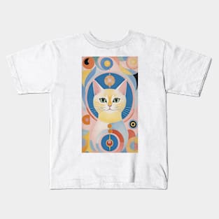 Hilma af Klint's Feline Fantasia: Abstract Whimsy Kids T-Shirt